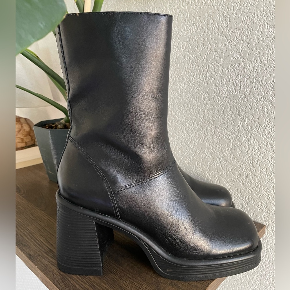Fantsie square toe platform ankle boots
